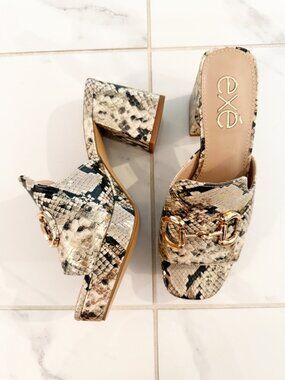 EXE LINA 573 HEEL in BEIGE SNAKE COMBO